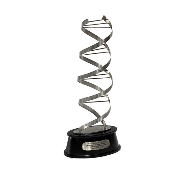 Metal DNA sculpture.