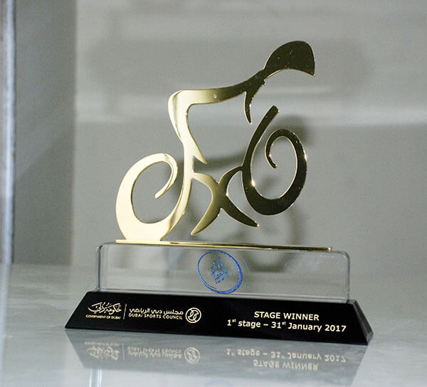 Metal cycling trophies
